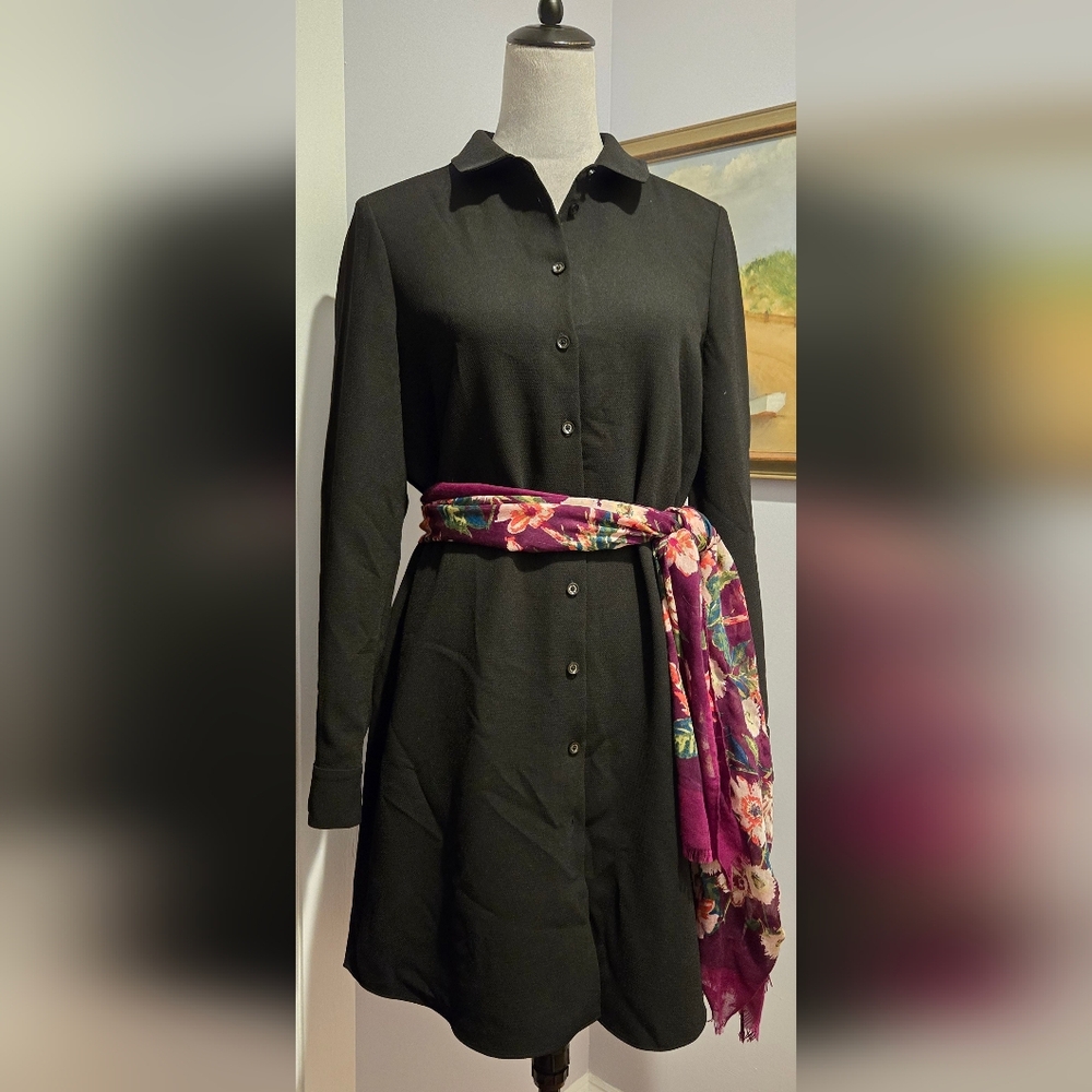 Kate Spade Griffin shirt dress black no scarf sz 8